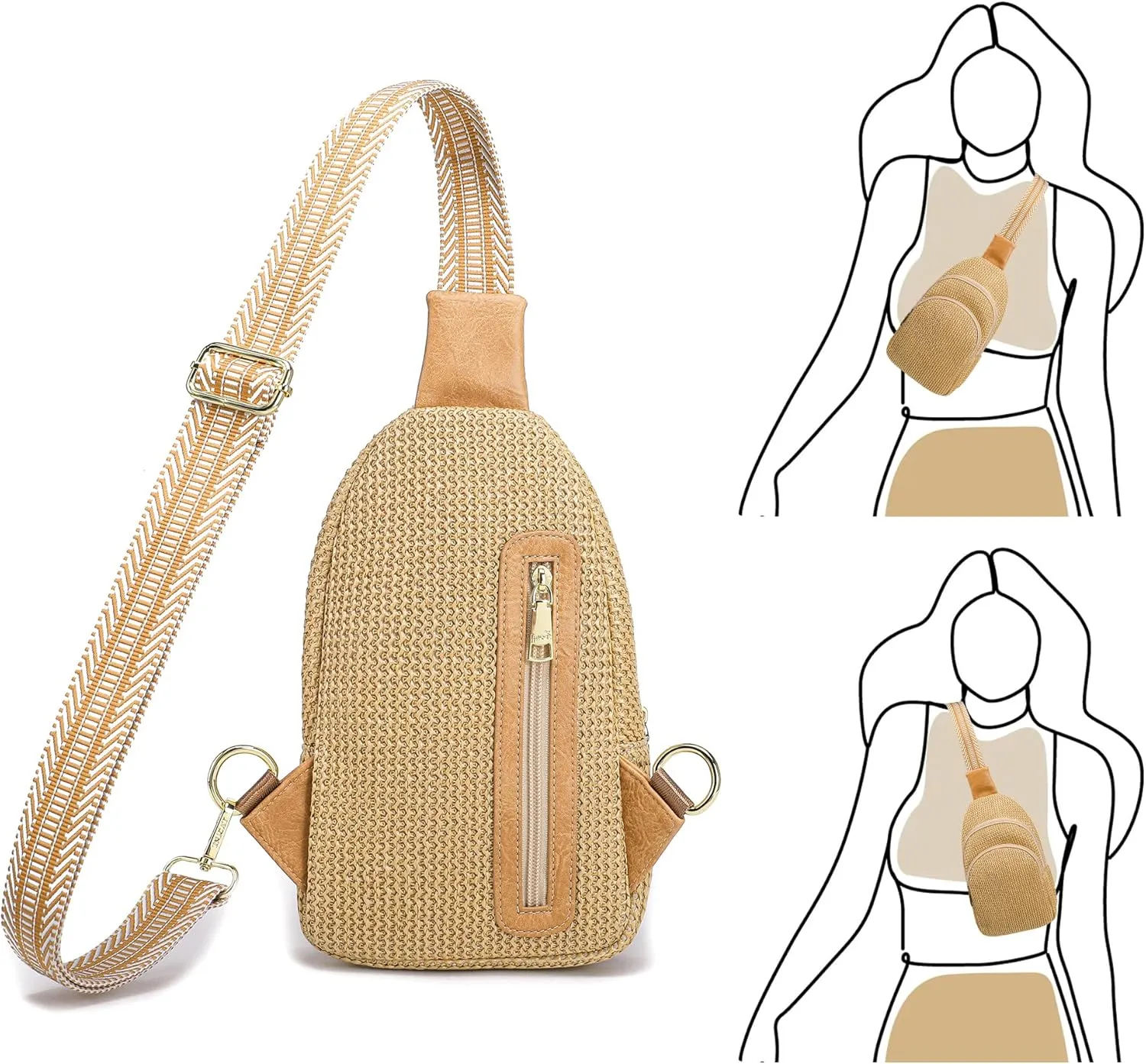 INICAT Summer Straw Bag Small Sling Beach Bag Crossbody Bags for Women