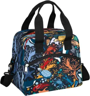 Insulated Lunch Bag Lobster Seaweed Crab Lunch Box for Women Men Reusable Lunch Tote Bag with Adjustable Shoulder Belt Portable Lunchbox Cooler Bag Organizer for Office Work Picnic