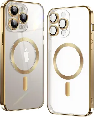 iPhone 14 Pro Gold Electro MagSafe Case With Camera Glass Protection