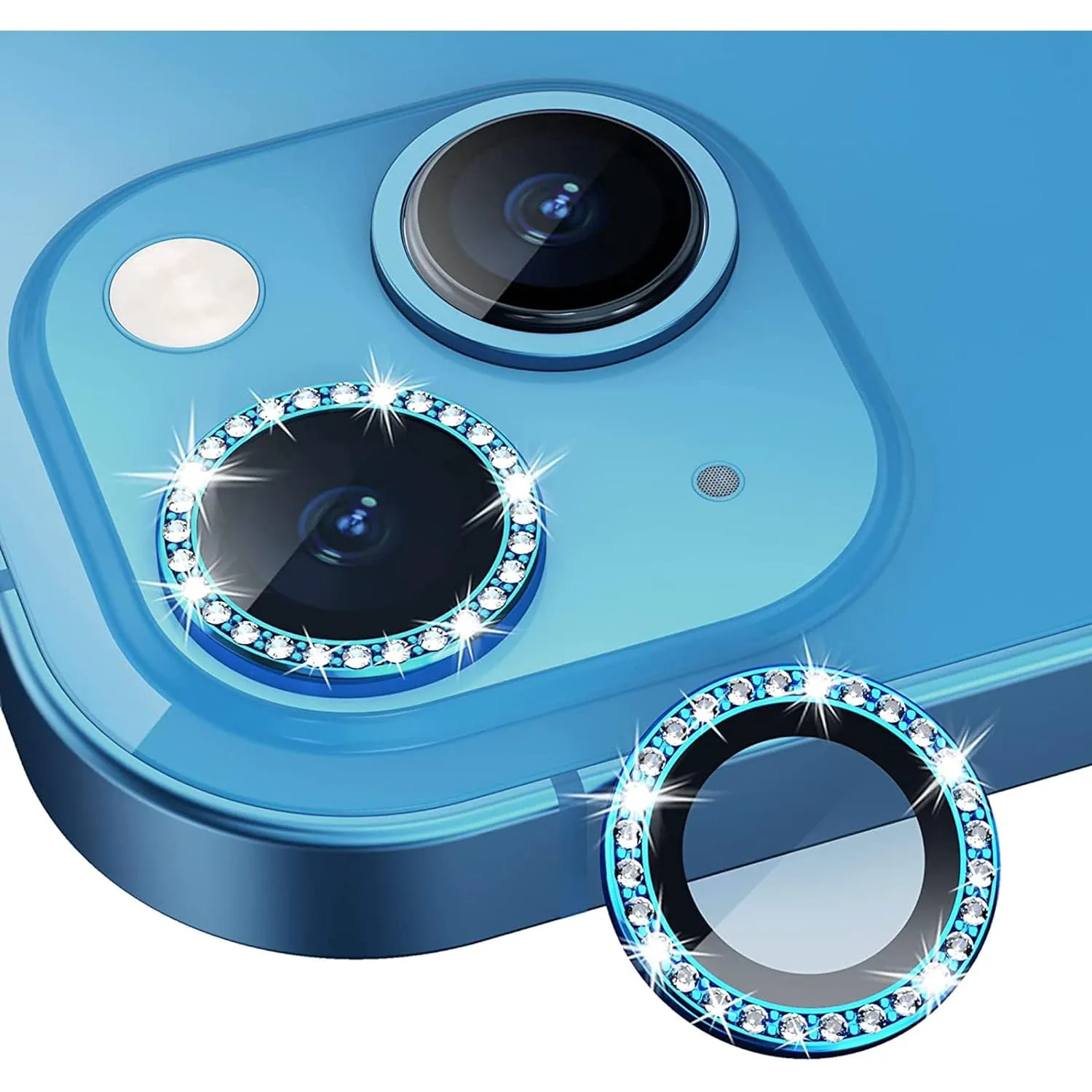 iPhone 14 Series Diamond Camera Lens Protector for Apple  | HD Clear Real Glass Protection   Metal Alloy Full Fit Lens Ring Cover