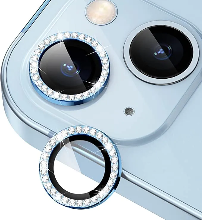 iPhone 14 Series Diamond Camera Lens Protector for Apple  | HD Clear Real Glass Protection   Metal Alloy Full Fit Lens Ring Cover