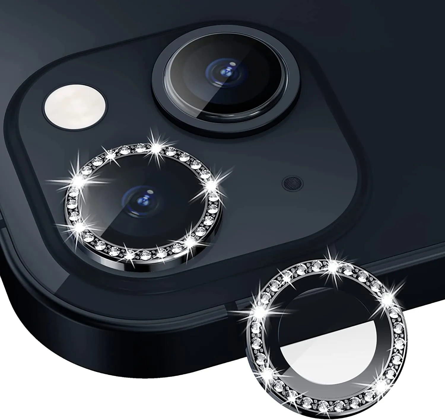 iPhone 14 Series Diamond Camera Lens Protector for Apple  | HD Clear Real Glass Protection   Metal Alloy Full Fit Lens Ring Cover