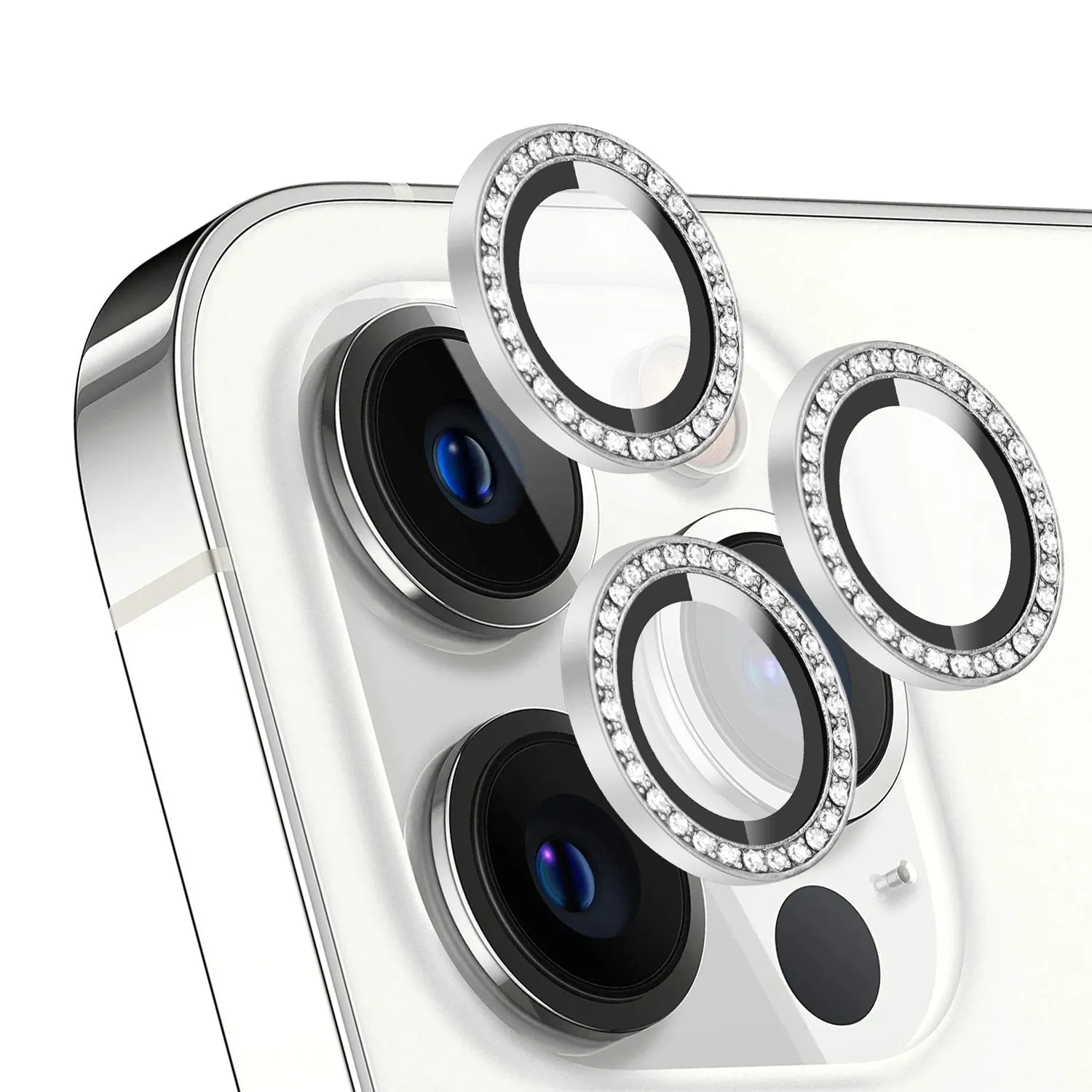iPhone 14 Series Diamond Camera Lens Protector for Apple  | HD Clear Real Glass Protection   Metal Alloy Full Fit Lens Ring Cover