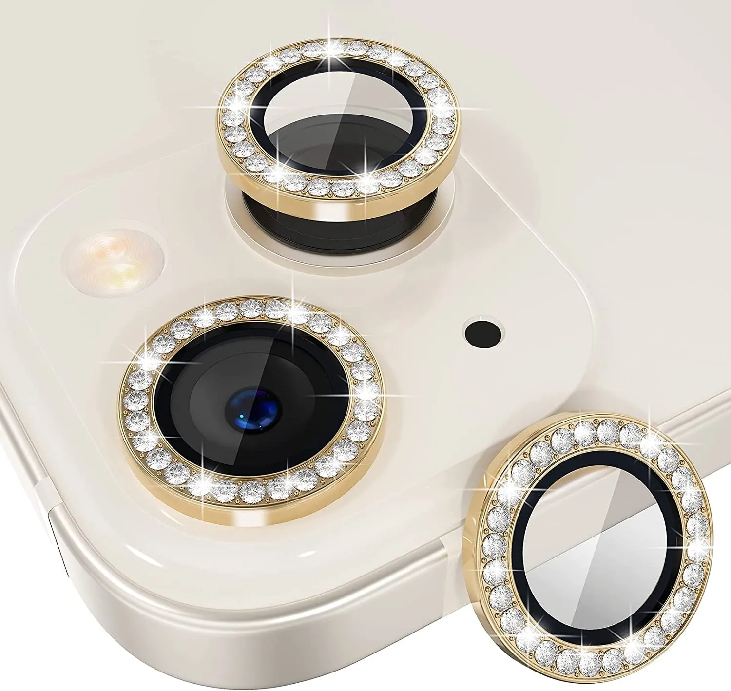 iPhone 14 Series Diamond Camera Lens Protector for Apple  | HD Clear Real Glass Protection   Metal Alloy Full Fit Lens Ring Cover