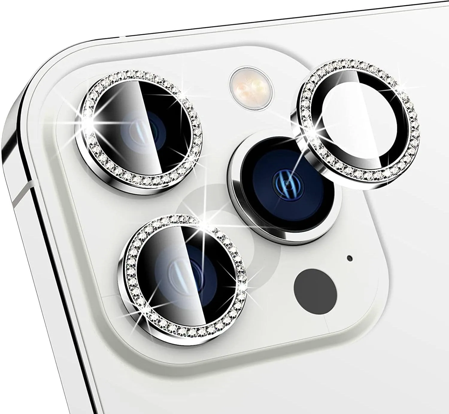 iPhone 14 Series Diamond Camera Lens Protector for Apple  | HD Clear Real Glass Protection   Metal Alloy Full Fit Lens Ring Cover