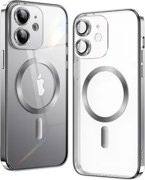 iPhone 15 Silver Electro MagSafe Case With Camera Glass Protection