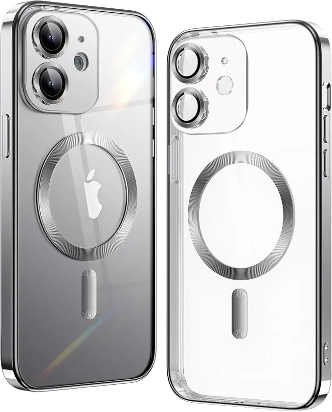 iPhone 15 Silver Electro MagSafe Case With Camera Glass Protection