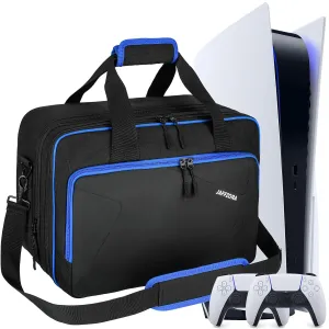 Jaffzora Carrying Case for PS5 PRO/PS5/PS5 Slim, Travel Storage Bag Fits for Playstation 5/Digital Edition Console/PSP Handheld, Controllers, Game Discs & Accessories