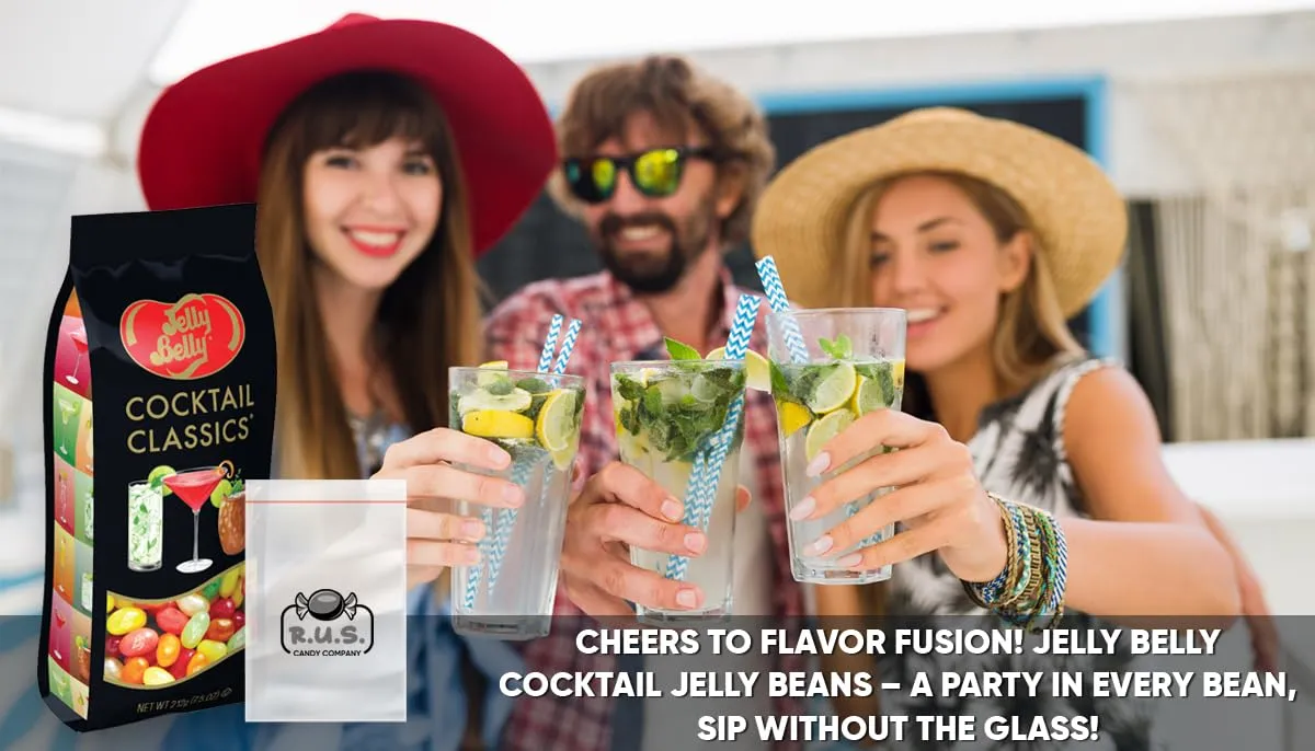 Jelly Belly Cocktail Classics Mix Jelly Beans - 7.5 oz Gift Bag- includes RUS Candy Company Travel Size Pocket Bag (Cocktail Mix)