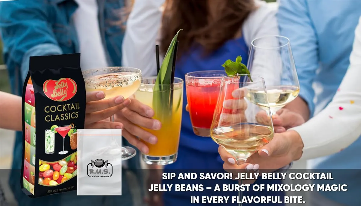 Jelly Belly Cocktail Classics Mix Jelly Beans - 7.5 oz Gift Bag- includes RUS Candy Company Travel Size Pocket Bag (Cocktail Mix)