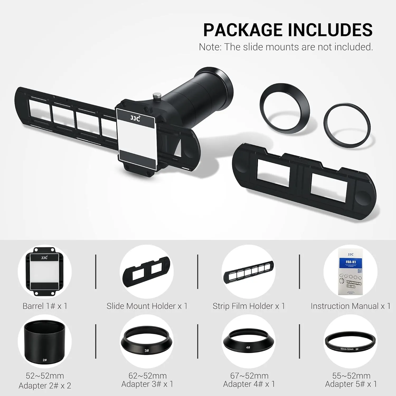 JJC ES-2 Film Digitizing Adapter Set Kit for Negative Copying and Converts 35mm Film & Slides to Digital Files Photo, Fits Camera with Select Canon Nikon Sony Macro Lenses