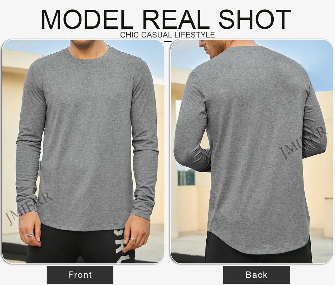 JMIERR Mens 3 Pack Cotton Hipster Hip Hop Longline Crewneck T-Shirt