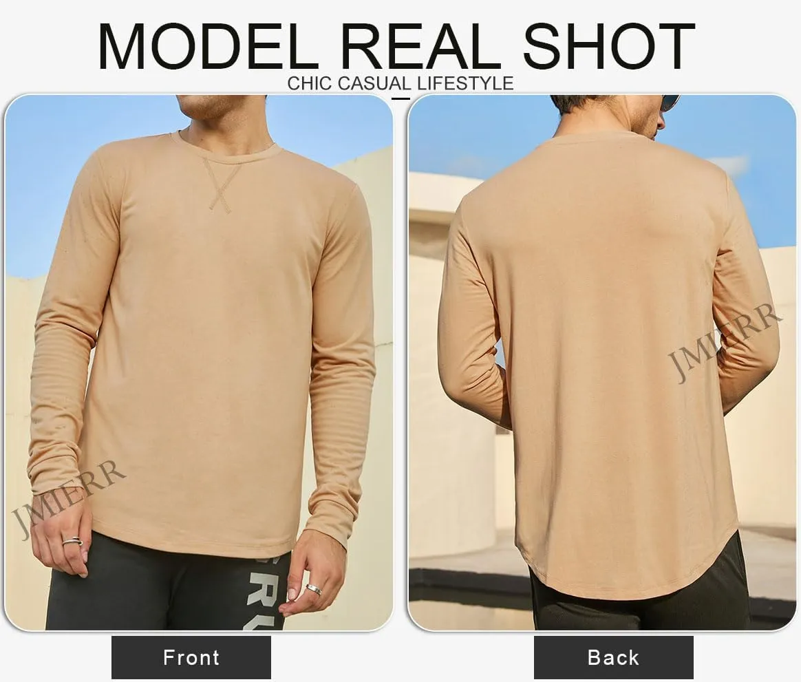 JMIERR Mens 3 Pack Cotton Hipster Hip Hop Longline Crewneck T-Shirt