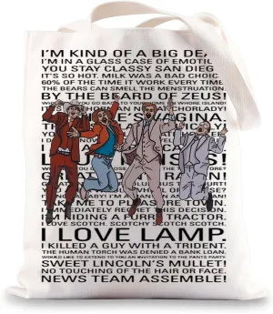 JNIAP 80s Comedy Movie Tote Bag KVWN Stay Classy Gifts Comedy Movie Shoulder Bag Movie Quote Tote Bag