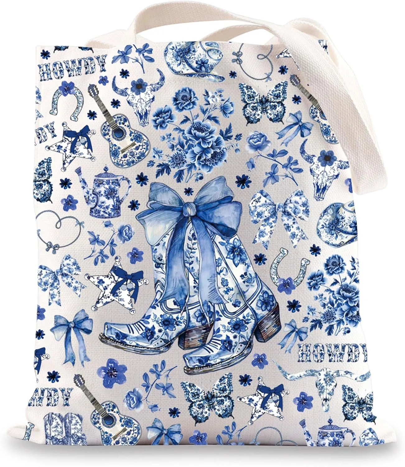 JNIAP Blue And White Chinoiserie Tote Bag Chinoiserie Gifts Chinoiserie Lover Gift Chinoiserie Western Shoulder Bag