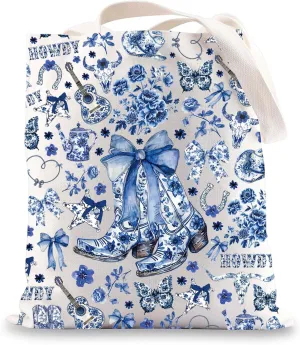 JNIAP Blue And White Chinoiserie Tote Bag Chinoiserie Gifts Chinoiserie Lover Gift Chinoiserie Western Shoulder Bag