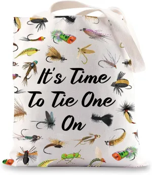 JNIAP Fly Fishing Canvas Tote Bag Flyfishing Themed Gifts Fisherman Gift Fly Fishing Shoulder Bag Gift For Fishing Lover