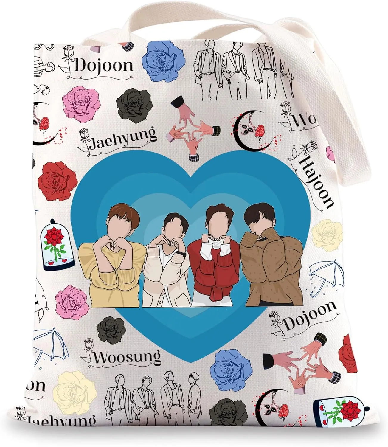 JNIAP K-Pop Group Tote Bag K Pop Lover Gifts Music Group Members Grocery Bag Kpop World Tour Gift