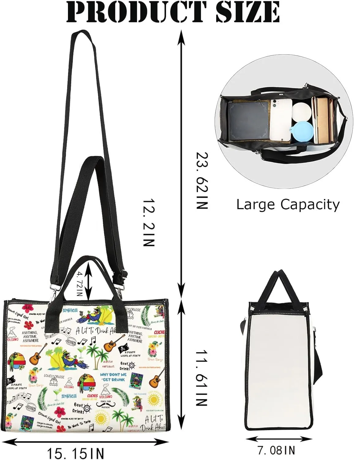 JNIAP Music Lyrics Makeup Bag Singer Album Inspired Gifts Singer Fans Gift Song Lyrics Zipper Pouch Singer Merchandise (want paris tote)