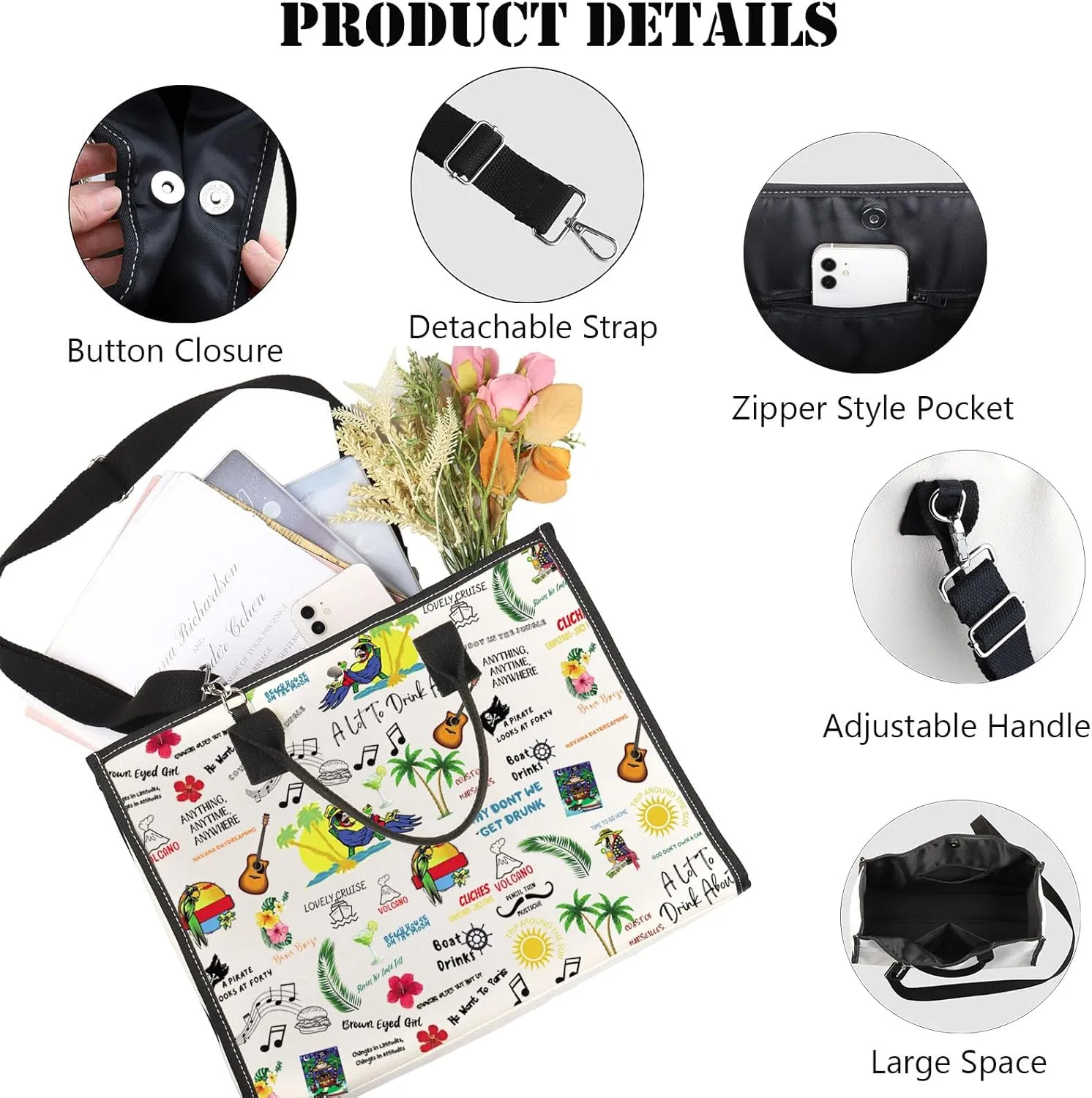 JNIAP Music Lyrics Makeup Bag Singer Album Inspired Gifts Singer Fans Gift Song Lyrics Zipper Pouch Singer Merchandise (want paris tote)