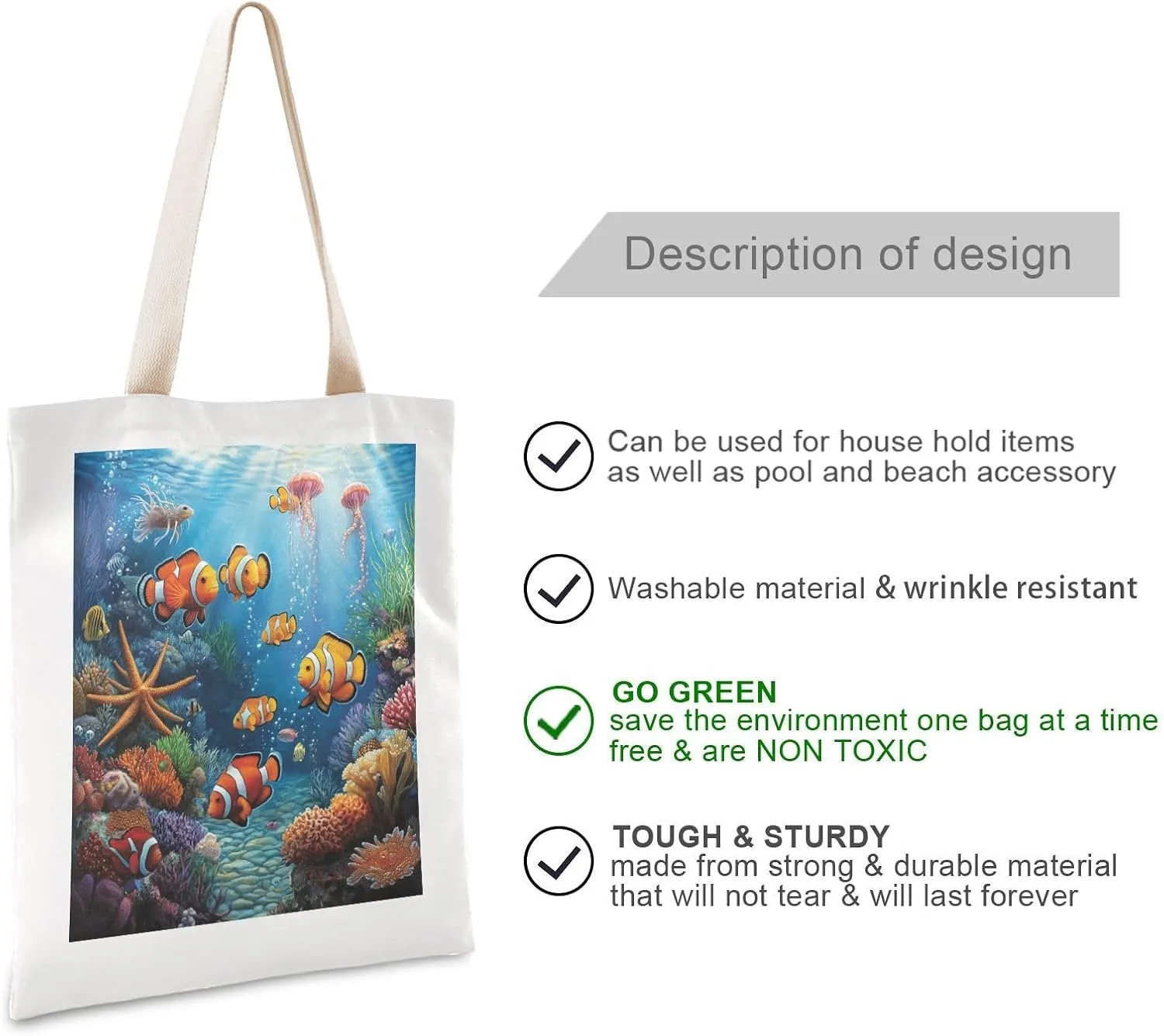 JSTEL Canvas Tote Bag for Women with Pocket,Canvas Tote Purse Shopping Bag