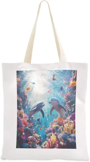 JSTEL Canvas Tote Bag for Women with Pocket,Canvas Tote Purse Shopping Bag