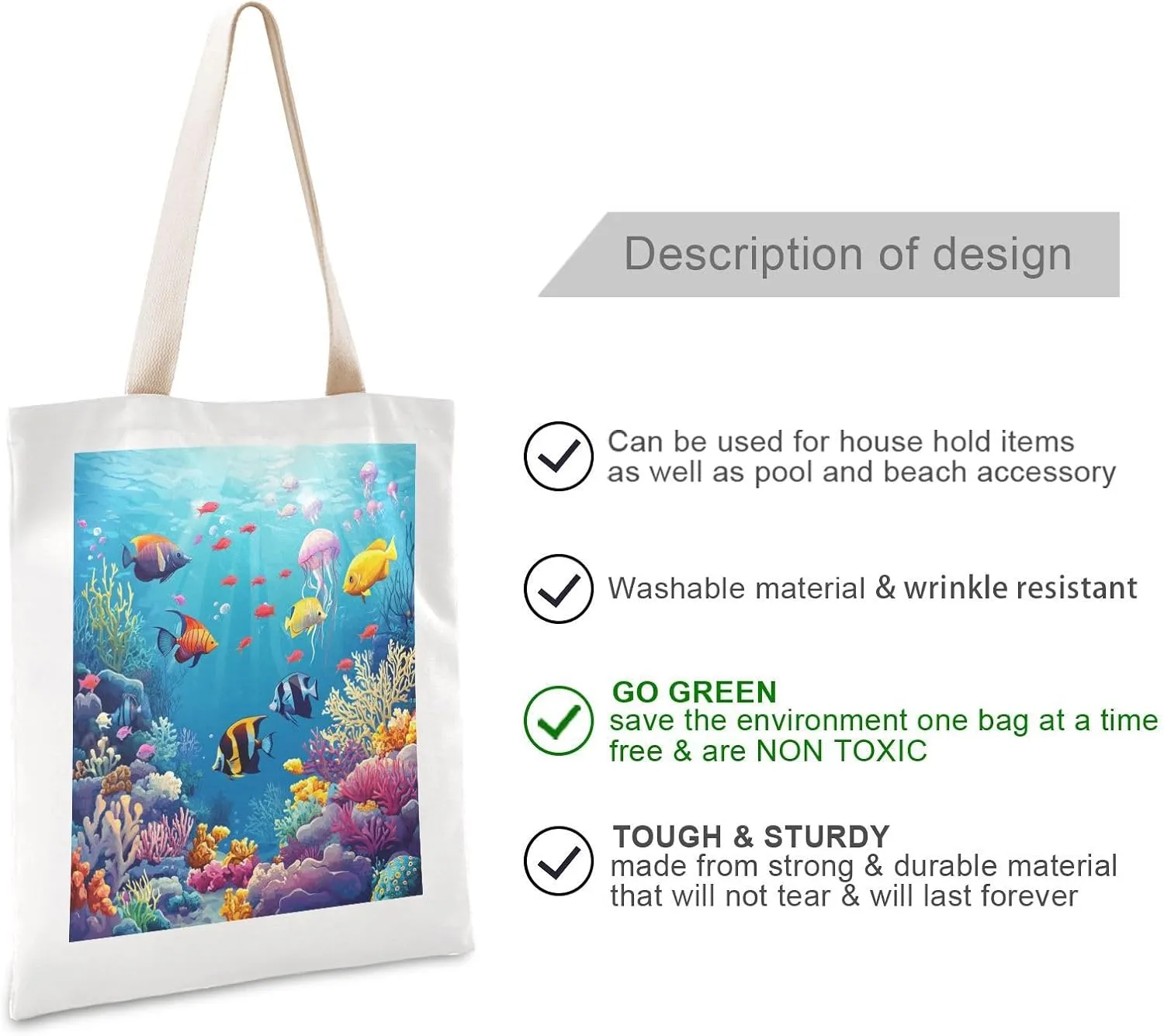 JSTEL Canvas Tote Bag for Women with Pocket,Canvas Tote Purse Shopping Bag