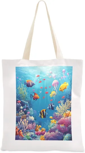 JSTEL Canvas Tote Bag for Women with Pocket,Canvas Tote Purse Shopping Bag