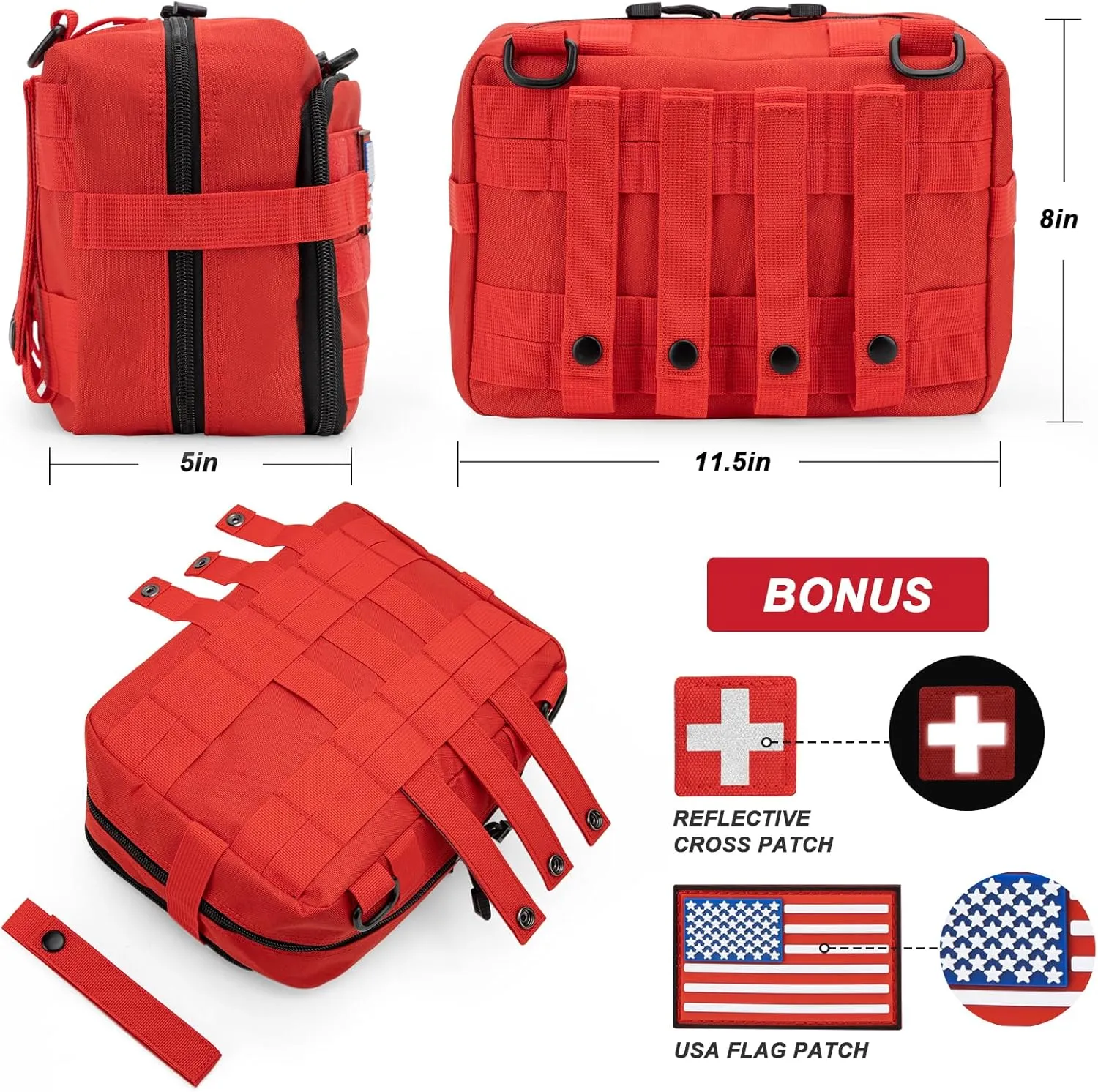Jueachy Tactical Molle Pouch Large Admin Bag Utility Tool Pouches Molle Attachment EDC Pouches Expandable Molle Accessories Organizer Medical Pocket U.S.A Patch Included