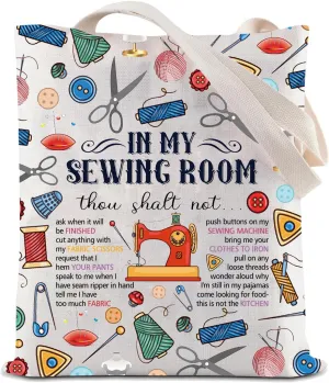 JYTAPP In My Sewing Room Tote Bag Sewer Gifts Sewing Machine Sewing Bags Sewing Room Rules Shoulder Bag Sewing Lover Gifts