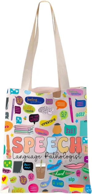 JYTAPP Speech Language Therapist Gifts SLP Gifts Canvas Tote Bag Speech Language Pathologist Gift Speech Therapist Appreciation Gift