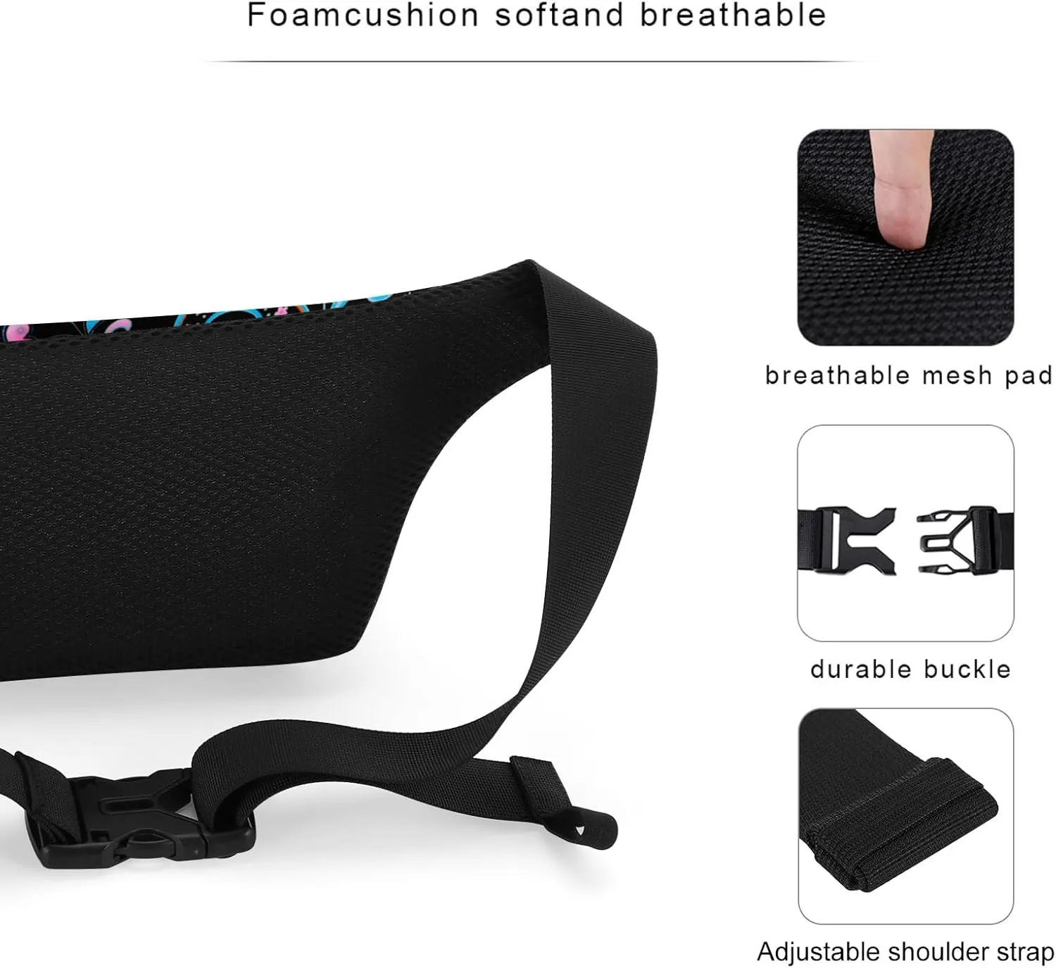 KAMO Fanny Pack, Waist Bag Sling Backpack Water Resistant Durable Polyester Small Waist Bag