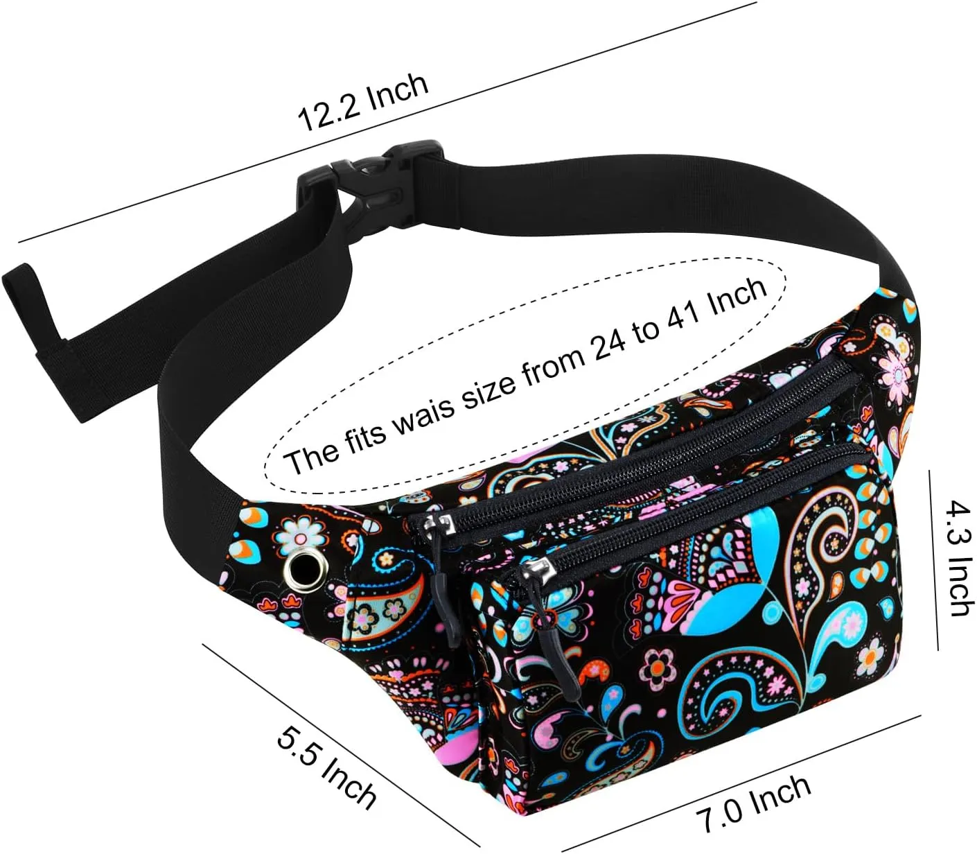 KAMO Fanny Pack, Waist Bag Sling Backpack Water Resistant Durable Polyester Small Waist Bag