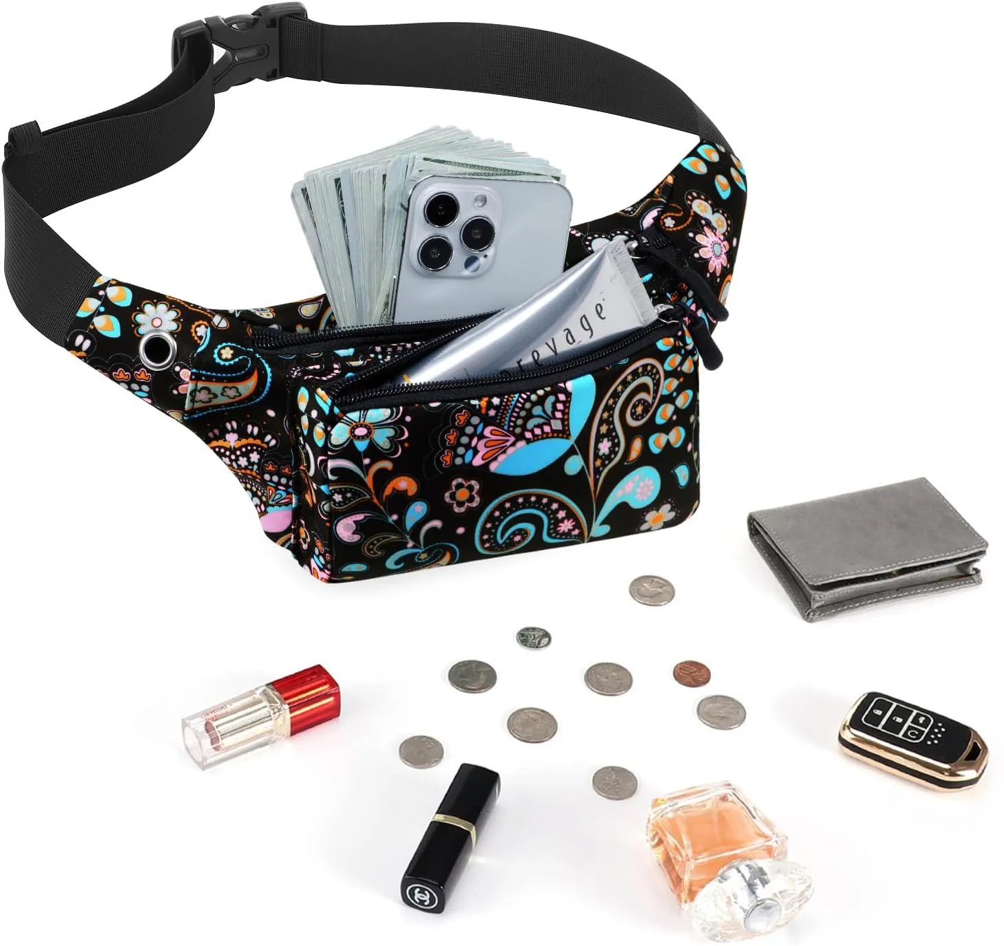 KAMO Fanny Pack, Waist Bag Sling Backpack Water Resistant Durable Polyester Small Waist Bag