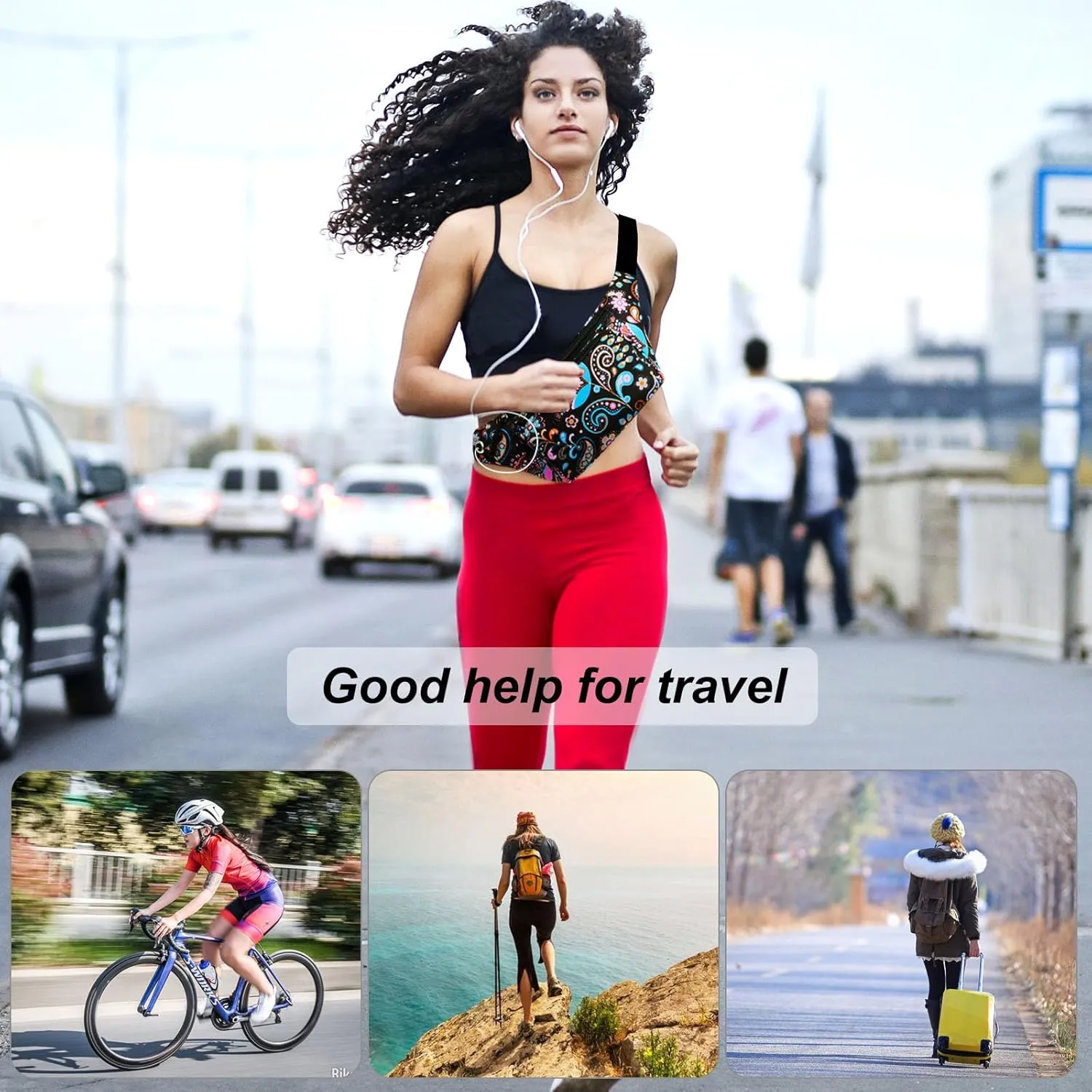 KAMO Fanny Pack, Waist Bag Sling Backpack Water Resistant Durable Polyester Small Waist Bag