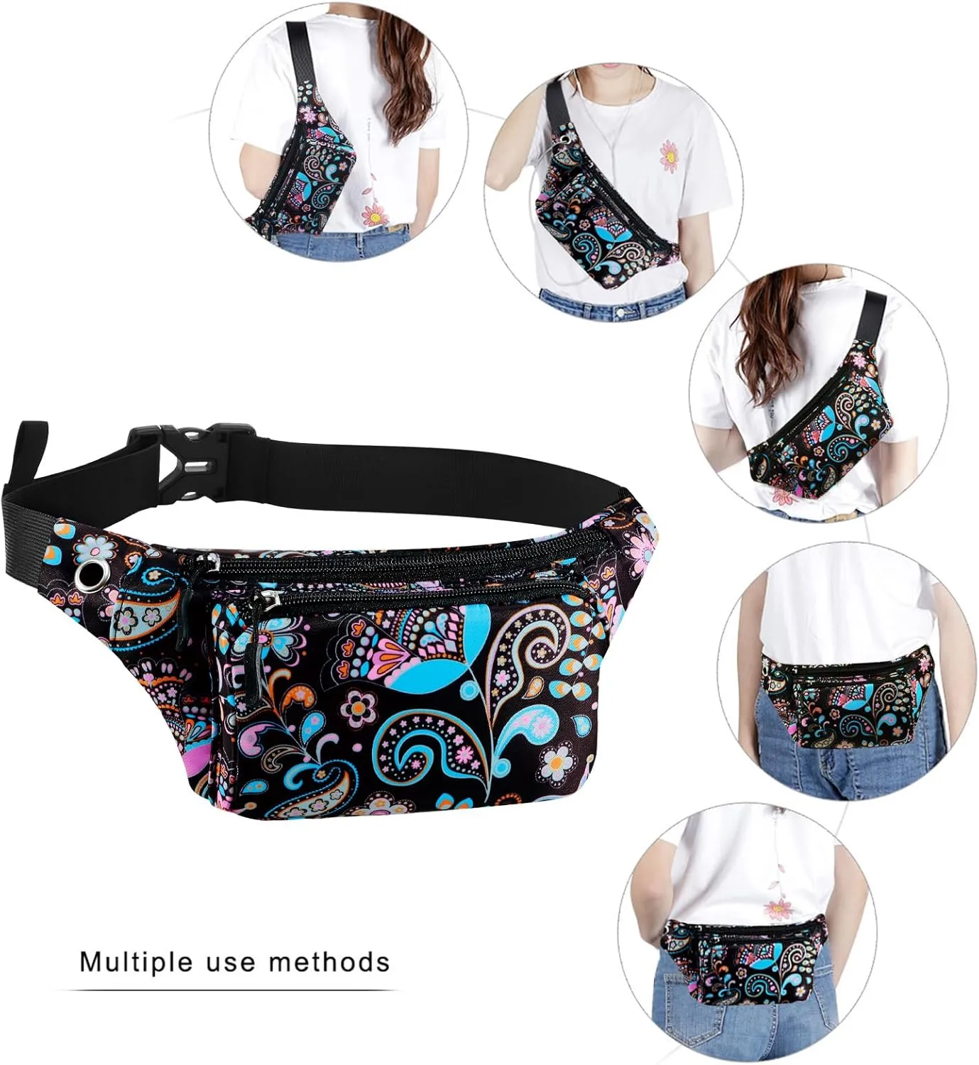 KAMO Fanny Pack, Waist Bag Sling Backpack Water Resistant Durable Polyester Small Waist Bag