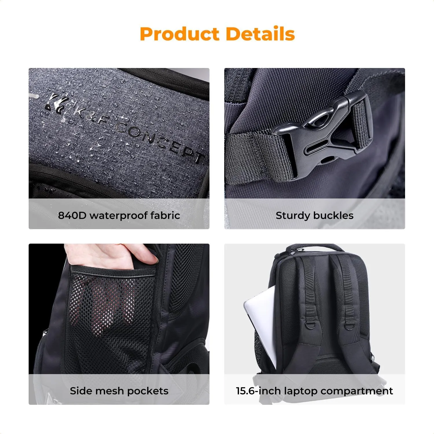 K&F Concept Camera Backpack,25L Large Capacity Camera Bag for Photographers with Raincover and 15.6 Inch Laptop Compartment Compatible for Canon/Nikon/Sony/DJI Mavic Drone