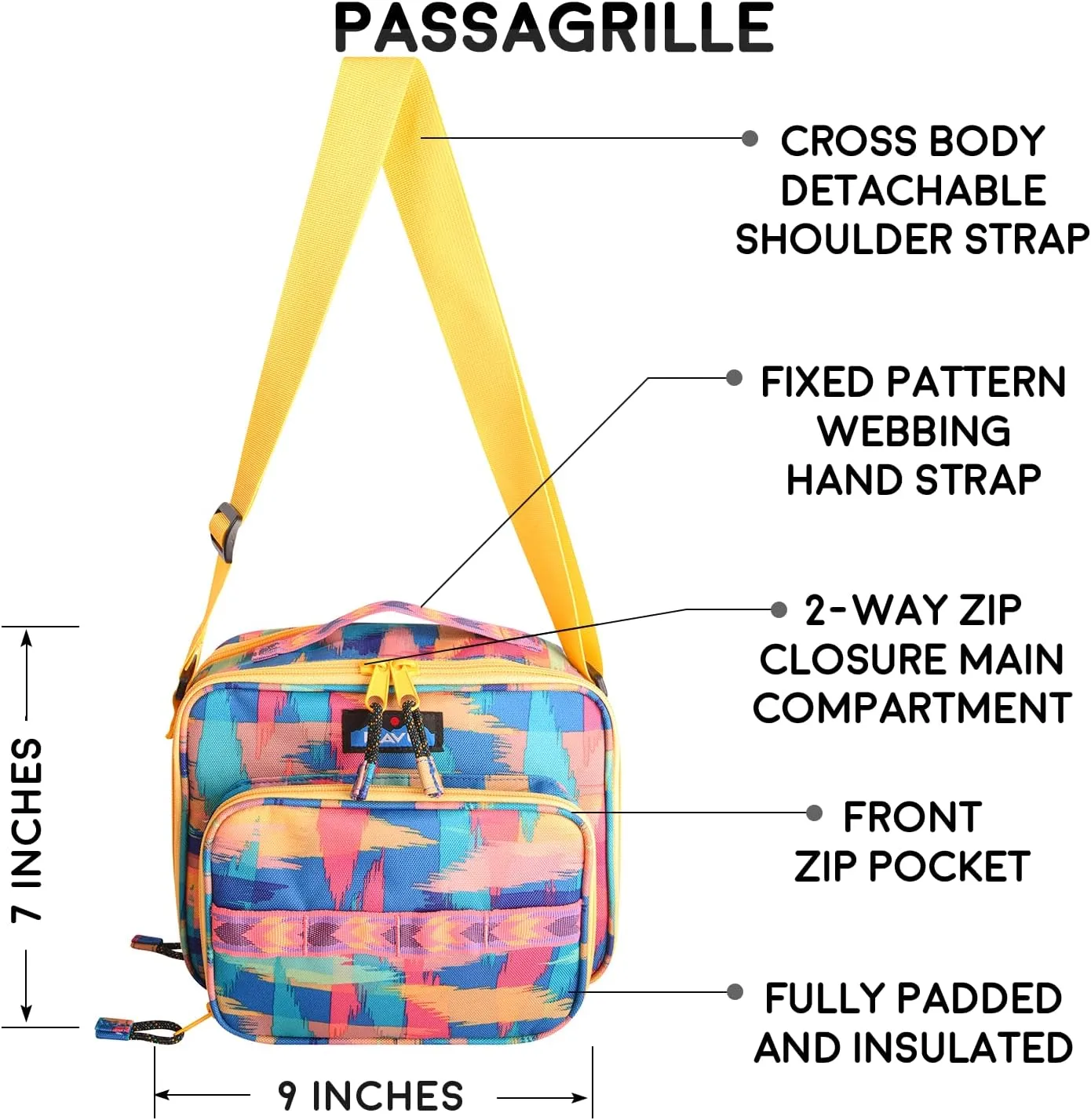 KAVU Passagrille Cooler Bag Insulated Crossbody Can Bag - Glam Gem
