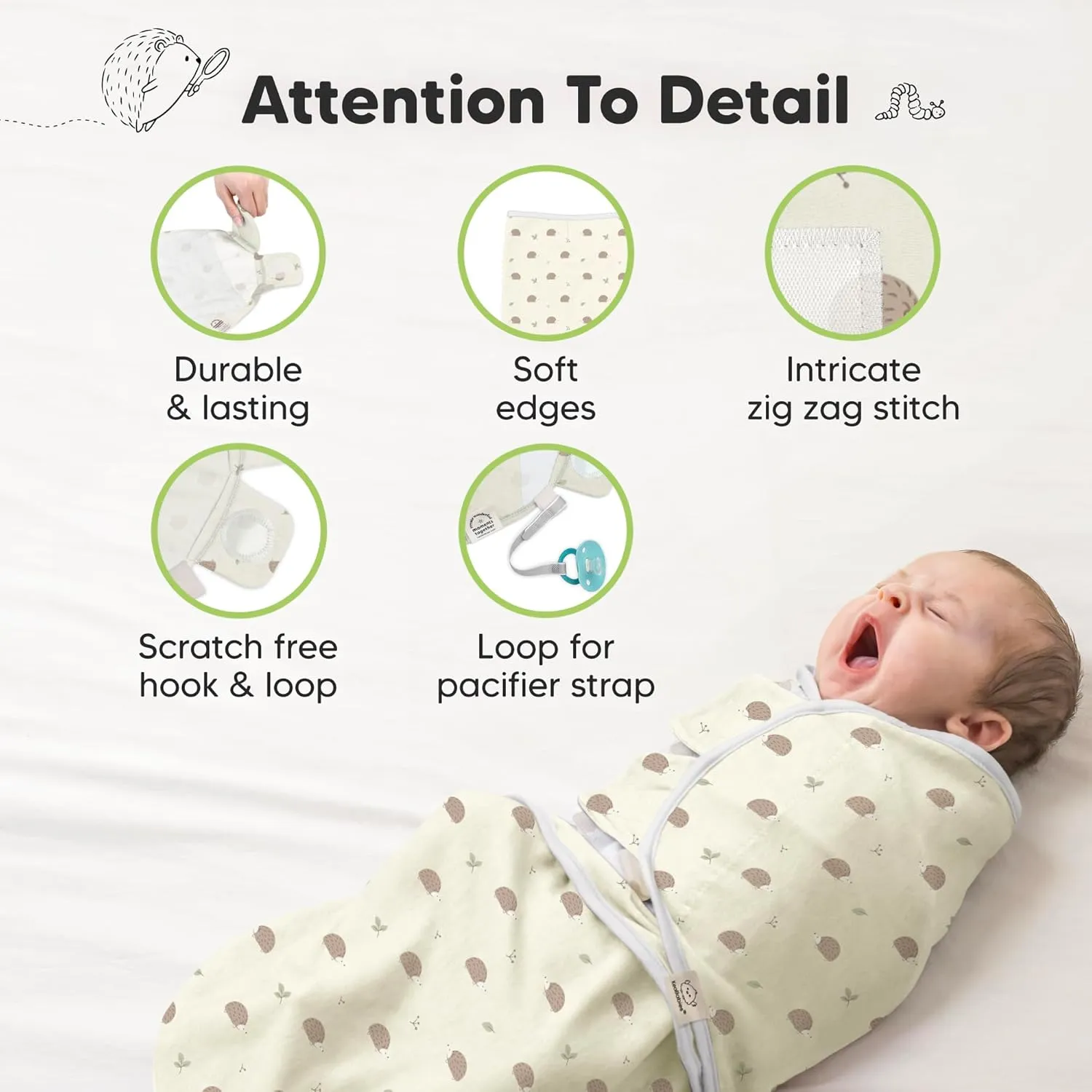 KeaBabies 3-Pack Organic Baby Swaddle Sleep Sacks - Swaddles for Newborns, Infant 0-3 Months, Baby Girls, Boys, Soft & Snug Newborn Sleep Sack, Nursery Swaddling Blankets (Nibbles/Bruce)
