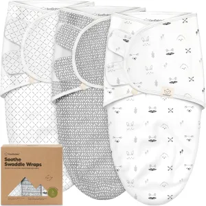 KeaBabies 3-Pack Organic Baby Swaddle Sleep Sacks - Swaddles for Newborns, Infant 0-3 Months, Baby Girls, Boys, Soft & Snug Newborn Sleep Sack, Nursery Swaddling Blankets (Nordic)