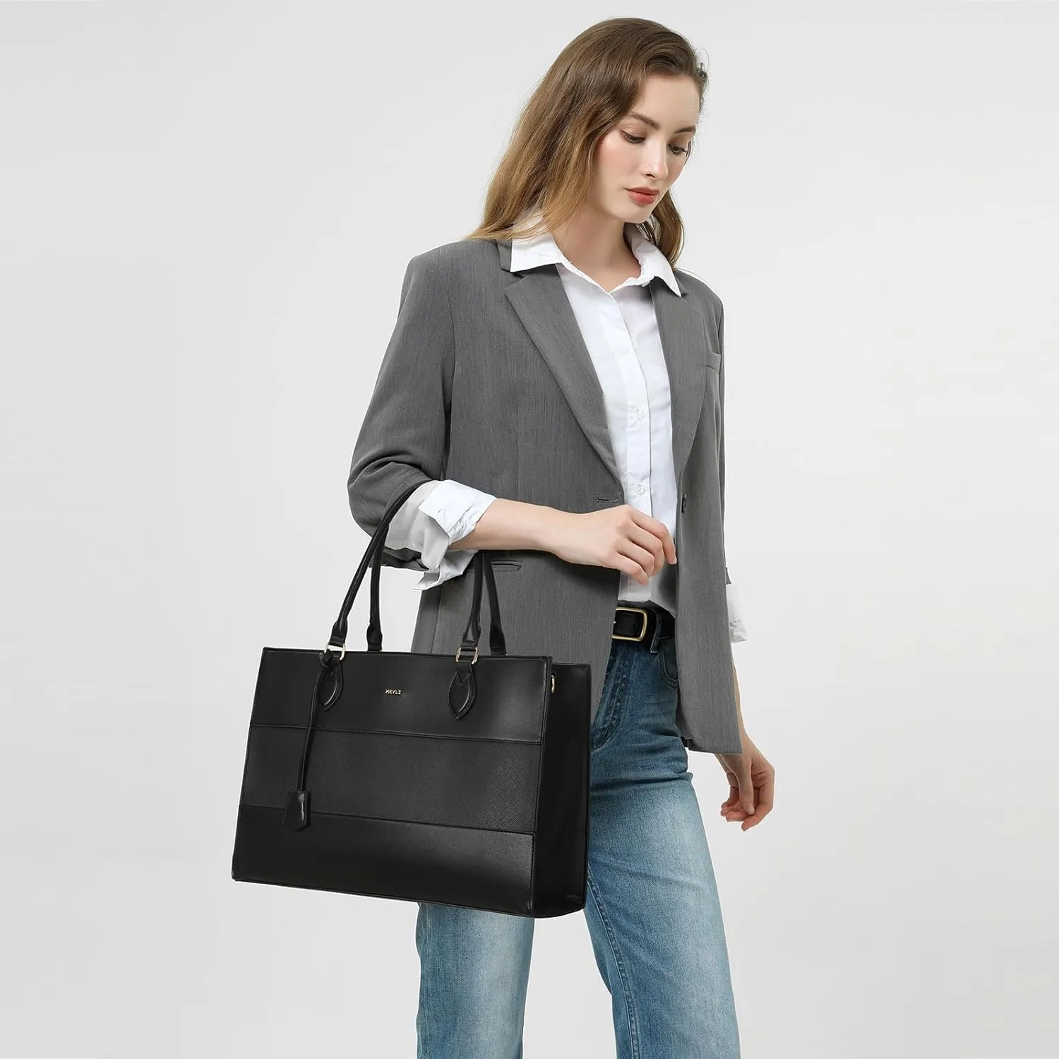 Keyli 3pcs Laptop Bag for Women,15.6 Inch Work Tote Bags Waterproof Leather Business Computer Briefcase Shoulder Handbag