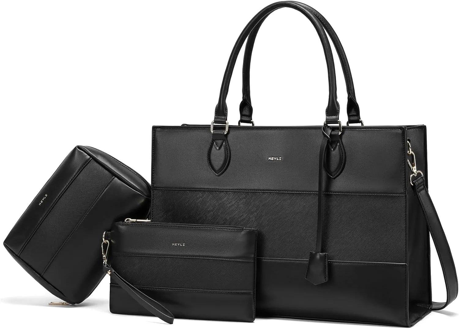 Keyli 3pcs Laptop Bag for Women,15.6 Inch Work Tote Bags Waterproof Leather Business Computer Briefcase Shoulder Handbag