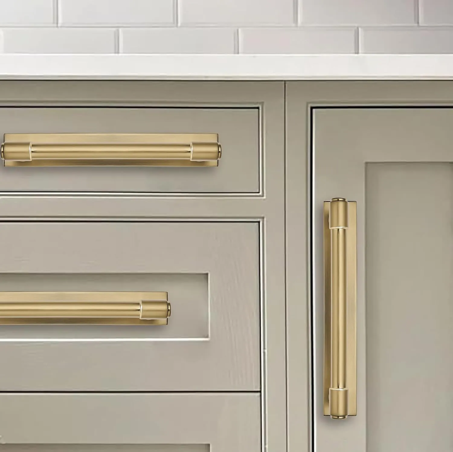 khtumeware 5 Pack 3-3/4 Inch(96 mm) Center to Center Brushed Gold Cabinet Pull Backplate with Base Plate Zinc Solid Brushed Brass Kitchen Cabinet Handles Drawer Pulls Cabinet Hardware