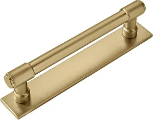khtumeware 5 Pack 3-3/4 Inch(96 mm) Center to Center Brushed Gold Cabinet Pull Backplate with Base Plate Zinc Solid Brushed Brass Kitchen Cabinet Handles Drawer Pulls Cabinet Hardware