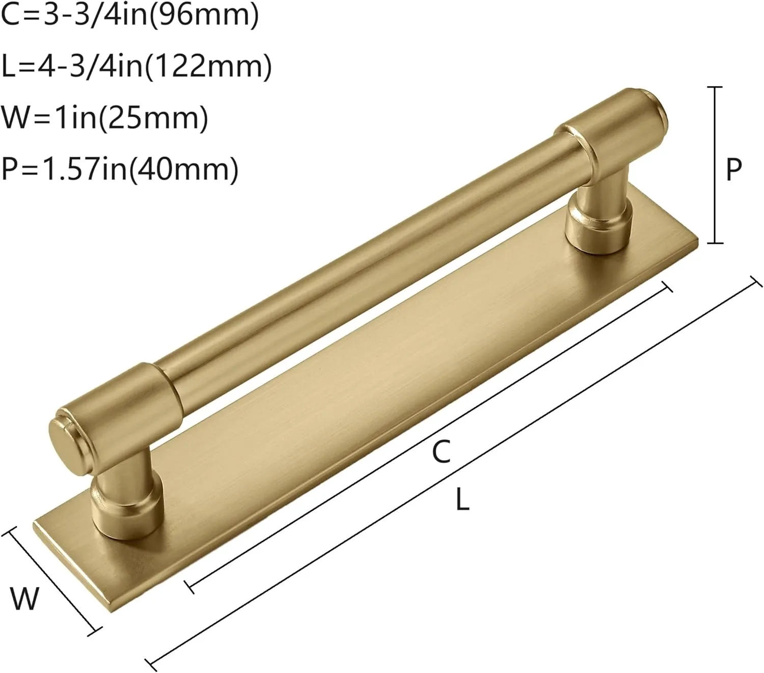 khtumeware 5 Pack 3-3/4 Inch(96 mm) Center to Center Brushed Gold Cabinet Pull Backplate with Base Plate Zinc Solid Brushed Brass Kitchen Cabinet Handles Drawer Pulls Cabinet Hardware