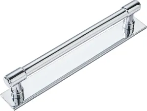 khtumeware 5 Pack 8 Inch(203 mm) Center to Center Polished Chrome Cabinet Pull Backplate with Base Plate Zinc Solid Kitchen Cabinet Handles Drawer Pulls Cabinet Hardware