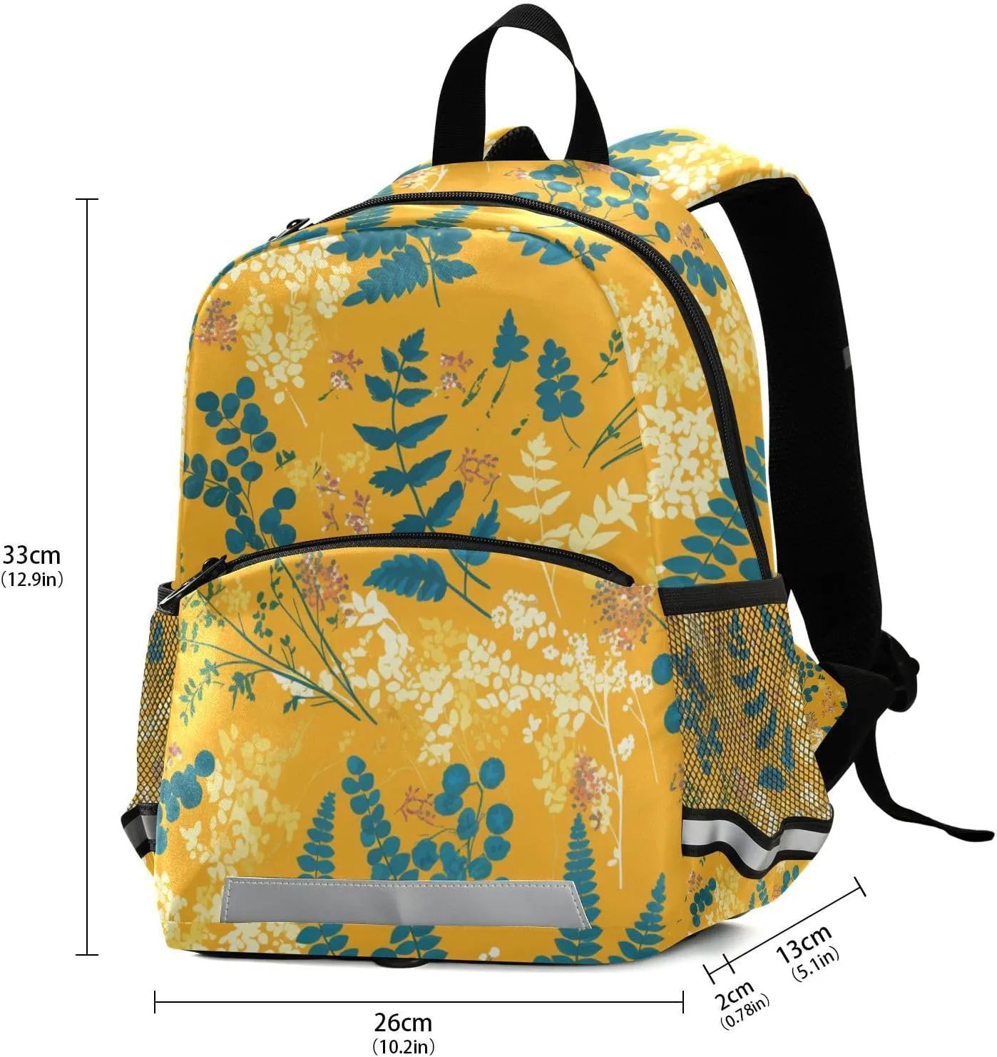 Kids Backpack, Ferns Vintage Botanical Saffron, Multifunctional Bookbag Cute Travel