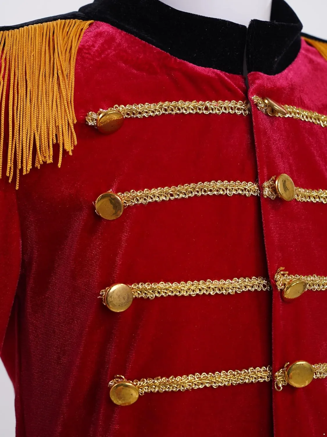 Kids Boys Honor Guard Uniform Long Sleeve Gold Tassels Shoulder Coat with Hat Set for Drum Trumpet Team