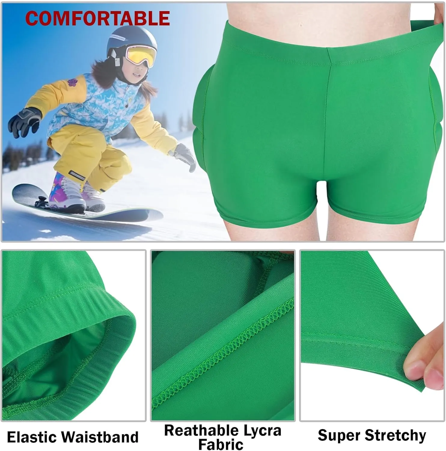 Kids Butt & Hip Padded Shorts for Skating,Youth Hip Protection Pads Figure Skating Shorts Crash Butt Pads for Tailbone & Butt