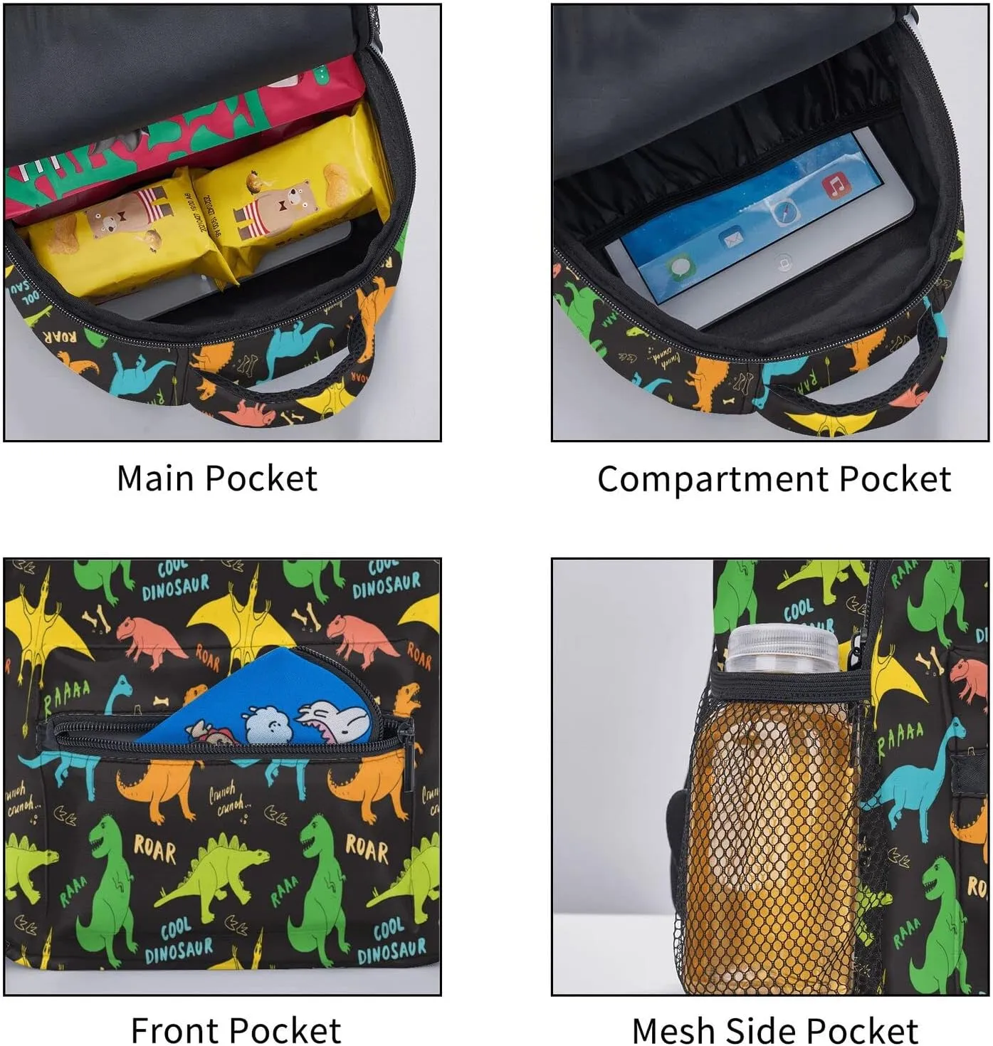 Kid's Mini Backpack 12 inch Childish Doodles Dinosaur Backpack Schoolbag Preschool Kindergarten Children Bag Nursery Travel Bag for Toddler Boys Girls Age 3-7